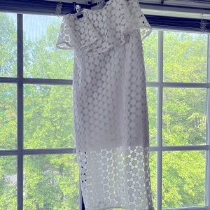 Nicholas grid lace white strapless midi dress..Size 4